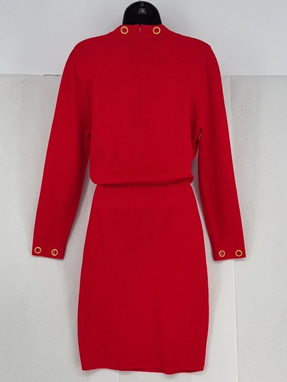 St. John collection by Marie gray Red Long Sleeve Knit Dress 8 - Picture 3 of 7